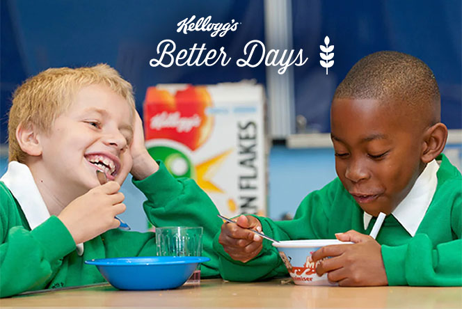 two boys eating Kellogg's cereal